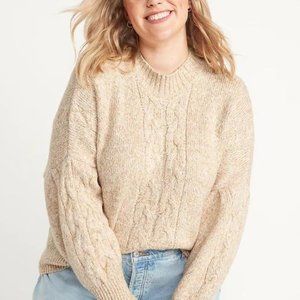 Old Navy Mock-Neck Heathered Cable-Knit Sweater for Women New